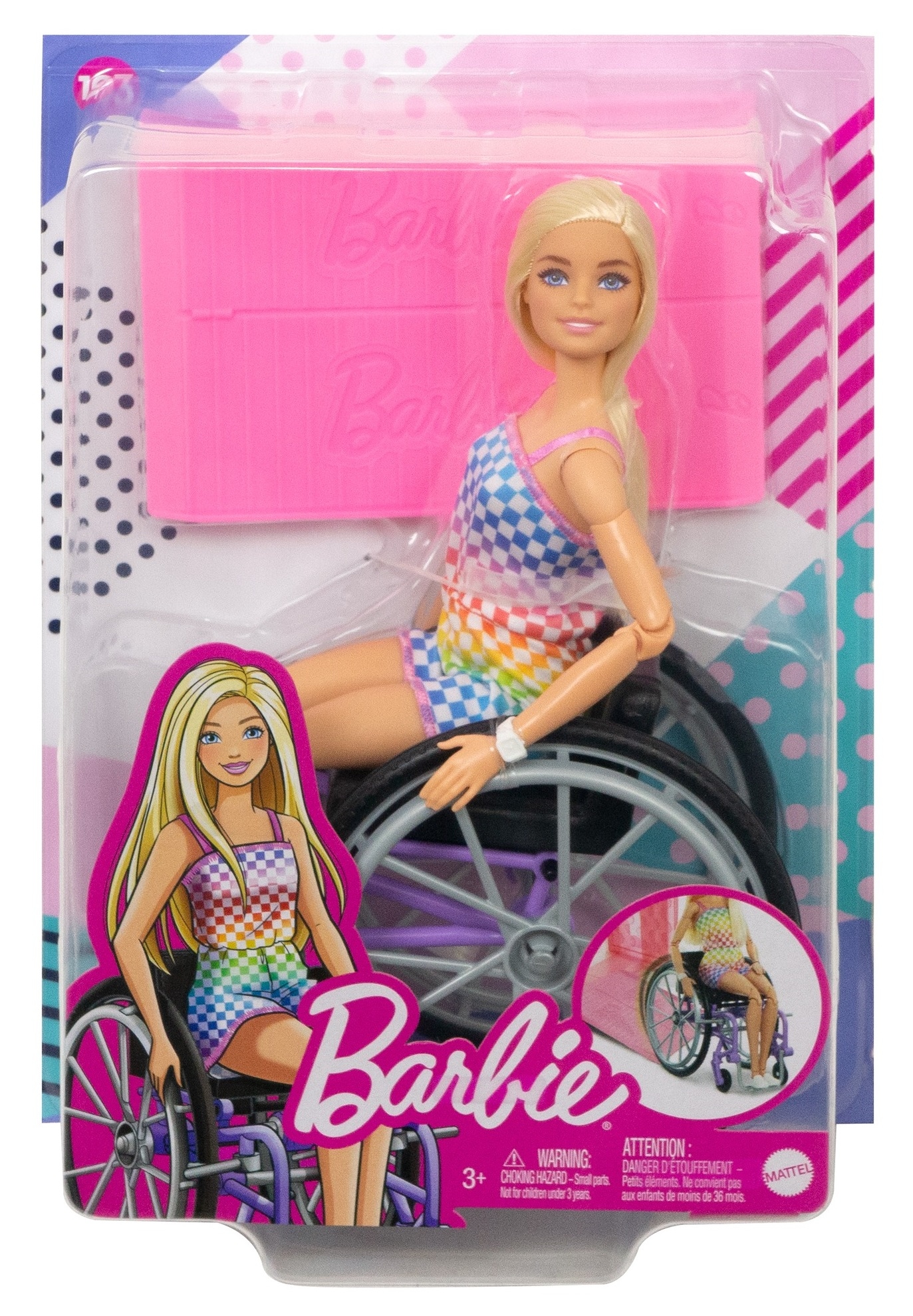 Bábika Barbie Fashonistas v kočíku s kockovaným oblečením HJT13